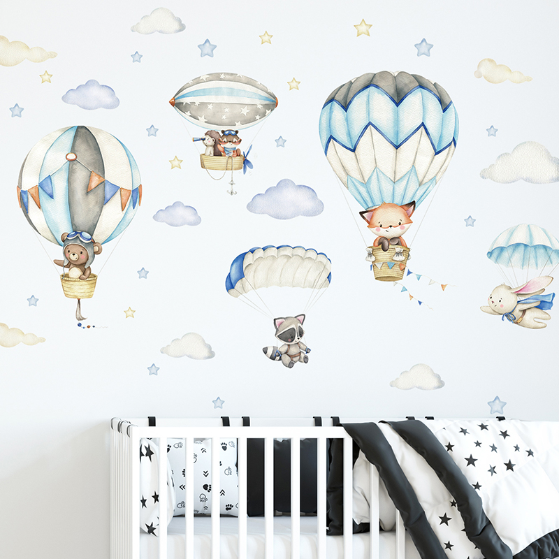 Home Improvement Kids - Cartoon Cute Animals Hot Air Balloon
